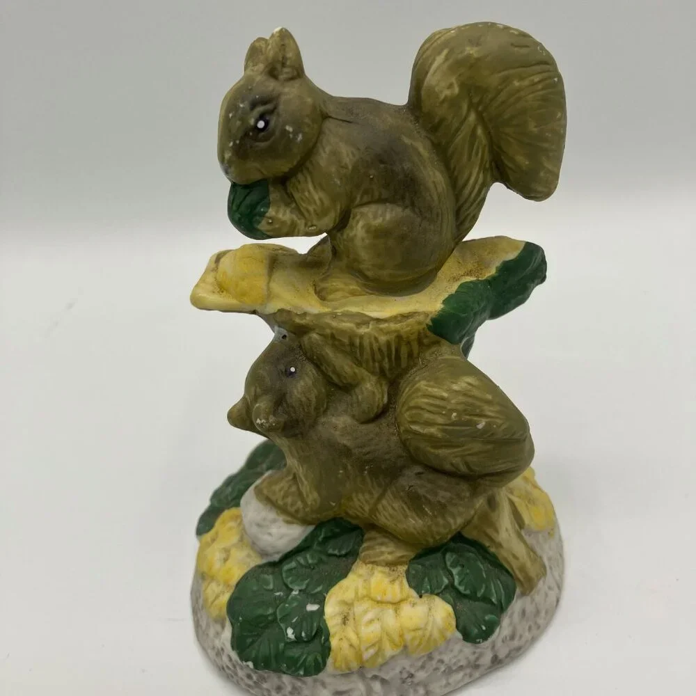 Ceramic Two Squirrels on a Stump Hobbyist Piece Hand Painted 4